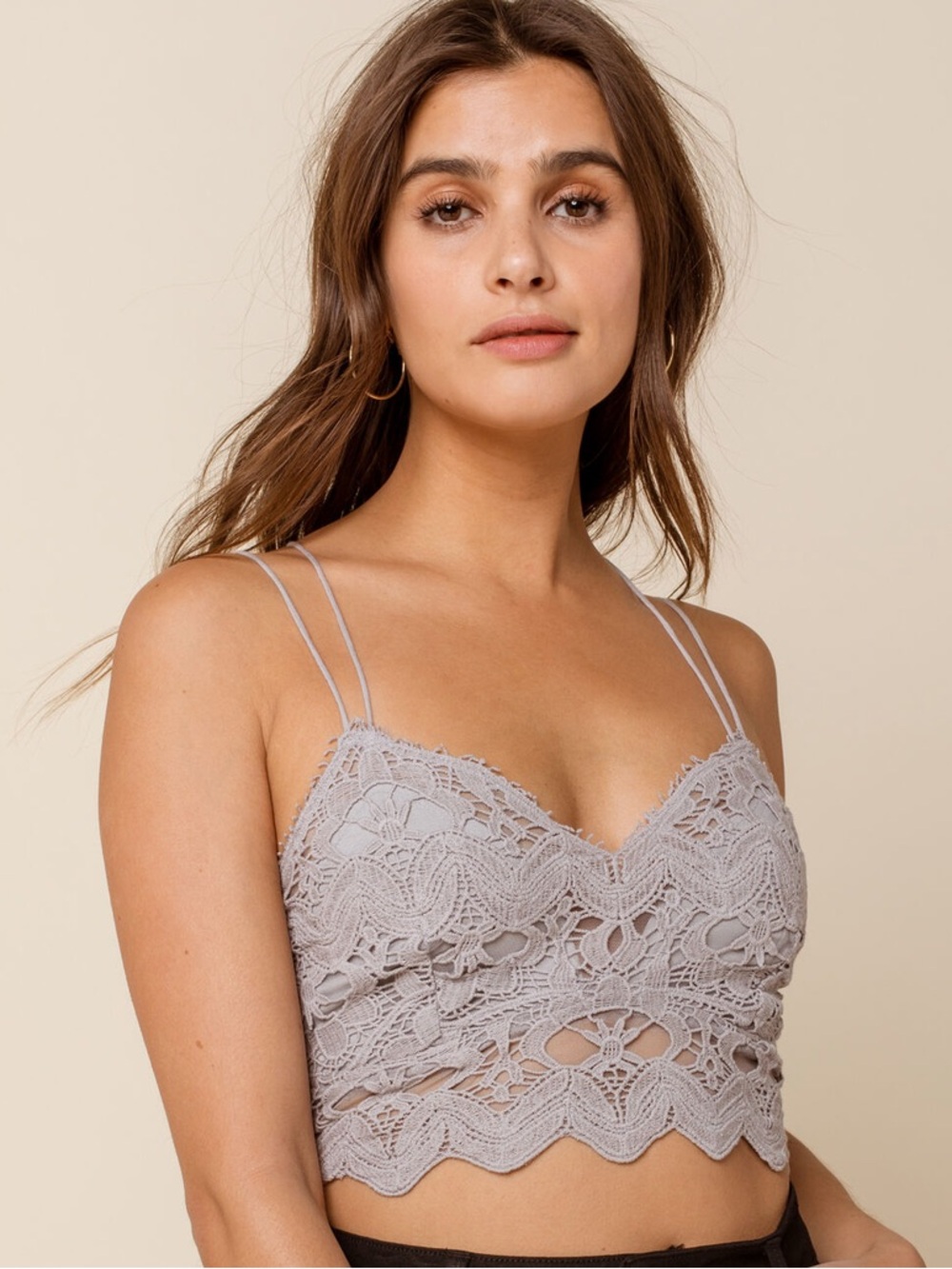 Free People Boho Y2K FP One Gray Lace Bralette S Gray